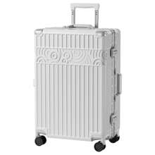 携带行李箱，带铝制框架，无拉链行李箱，8 轮硬壳行李箱，带 PC+ABS TSA Lock 4 个金属角，黑色旅行行李箱，手提箱，耐用旅行行李箱，防水 - 白色 - 查看 1