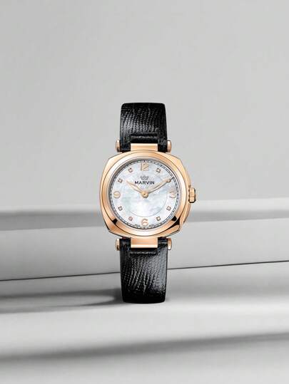 Marvin Reloj de mujer con movimiento de cuarzo suizo, regalo de lujo, reloj de vestir para damas en acero inoxidable con correa y esfera de cristal de zafiro, resistente al agua 50M