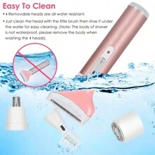 四合一女士面部脱毛器，可充电电动女士面部脱毛器，电动女士剃毛器（适用于眉毛/鼻毛/腋毛/腿部/比基尼线） - 粉色 - 查看 8