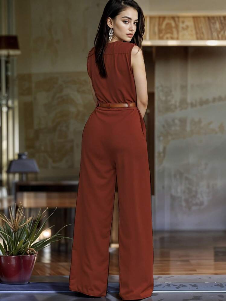 Women Jumpsuits - 亮橙色 - 查看 3