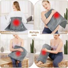 Large Weighted Heating Pad, 33''x17'' Electric Heating Pads For Back Pain Relief With 6 Heat Settings, Heated Pad For Shoulders And Cramps Relief, LCD Display Controller - Dark Grey - View 4