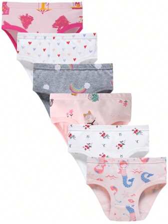 6 Pieces The Four Seasons Young Girl Soft Cotton Underwear Toddler Undies Young Girl Panties