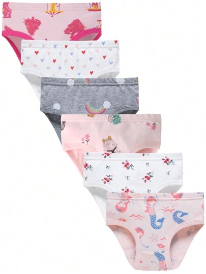 6 件装四季少女柔软棉质内衣幼儿内裤少女内裤