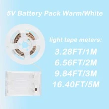 1 Piece Multi-Functional Battery Pack Powered Led Strip Light (Without Batteries) - Warm/White, Flexible Light Cuttable - Ideal For Gift Boxes, Wardrobes, Cupboards, Etc.