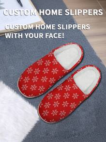 Women's Custom Name Home Slippers, Christmas Snowflake Designed Lightweight Comfortable Soft Bottom Home Slippers For Women, Personalized Christmas Gift For Mom/Dad/Her/Him/Girlfriend/Boyfriend/Wife/Husband/Friend - White - View 5