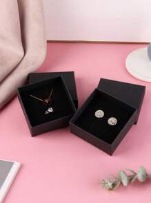 5pcs/10pcs/18Pcs Upscale Black Cardboard Jewelry Display Packaging Boxes With Black Sponge Inside, 7x7x3.2cm For Gifting And Packing Jewelry Gift Festival High Quality Paper Boxes Small Business Supplies Back To School