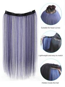 1 件 20 英寸合成 4 夹式接发长直发假发粉色蓝色绿色黑色金色挑染轻薄假发女士 - 彩色 - 查看 4