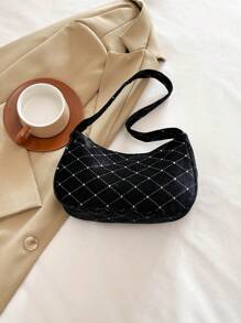 Túi xách đeo vai bằng da lộn sequin thường ngày & công sở thu đông mới, thiết kế đơn giản thời trang - màu đen - Xem 6