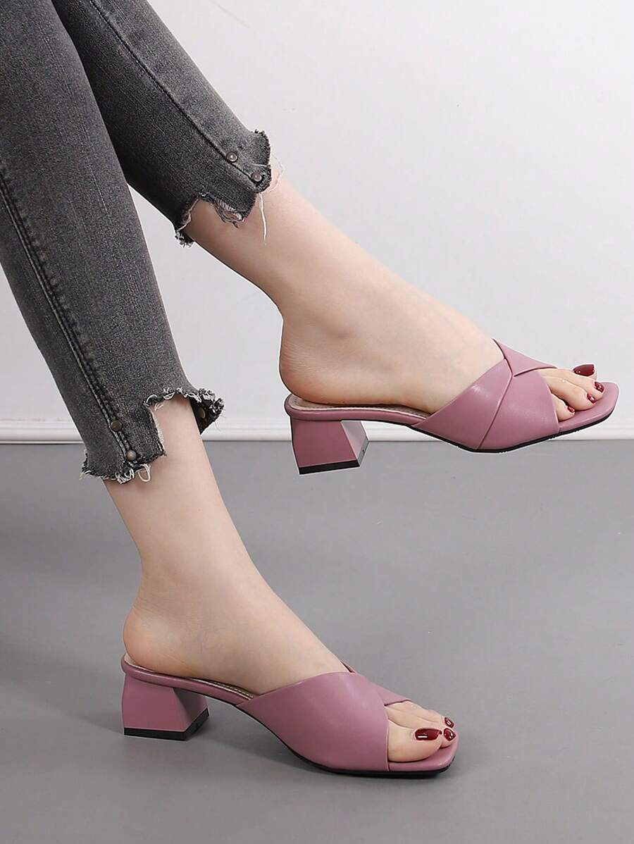 Giày Sandal Gót Dày Hở Ngón Màu Hồng Hình Gốc Hoa Sen Mùa Hè Cho Nữ - Bụi hồng - Xem 1