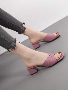 Giày Sandal Gót Dày Hở Ngón Màu Hồng Hình Gốc Hoa Sen Mùa Hè Cho Nữ - Bụi hồng - Xem 3