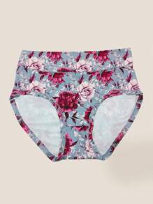 6 Pairs Plus Size Women Floral Print Comfortable Stretchy Briefs
