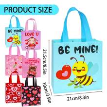 6pcs Reusable Valentine's Day Gift Bags, Non-Woven Heart-Shaped Handbag For Party, Class, Birthday, School Gift Packaging Valentine's Day