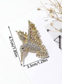 1pc Fashionable European And American Luxury Rhinestone Bird Brooch, Elegant And Cute Accessories For Women - Gold - View 4