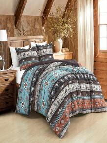 Juego de edredón Chezmoi Collection Azura de 3 piezas, juego de ropa de cama multicolor impreso en microfibra ligera de estilo floral en azul, rojo, naranja y crema para todas las temporadas