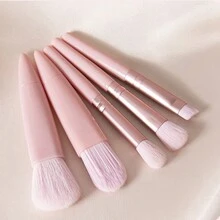 5 peças/conjunto novo mini conjunto de pincéis de maquiagem com estojo de espelho, pincéis de maquiagem portáteis para viagem, incluindo sombra, pincel para blush, conjunto completo de pincéis de maquiagem - Multicolorido - Ver 5