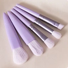 5 peças/conjunto novo mini conjunto de pincéis de maquiagem com estojo de espelho, pincéis de maquiagem portáteis para viagem, incluindo sombra, pincel para blush, conjunto completo de pincéis de maquiagem - Multicolorido - Ver 7