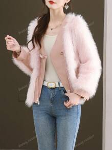 Herfst/Winter Fluffy Jas Met Premium Elegante Sfeer, Chique Harige Trui Voor Vrouwen