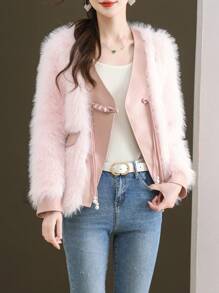 Herfst/Winter Fluffy Jas Met Premium Elegante Sfeer, Chique Harige Trui Voor Vrouwen