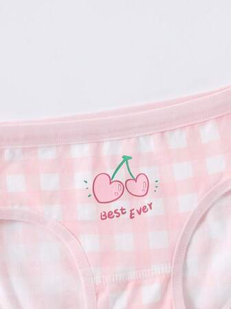 4st/pack Ung flicka Sweet Cherry Print Trosor, All Season