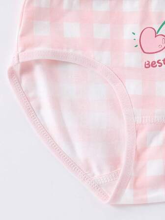 4 件装年轻女孩甜美樱桃印花内裤，适合所有季节