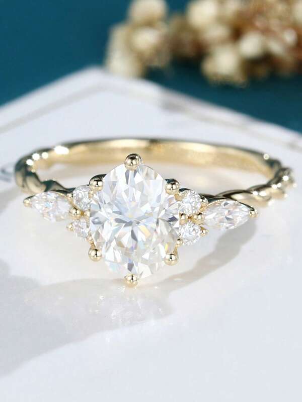 1pc Shiny Halo Engagement Ring, Round Cut Cubic Zirconia Elegant Wedding Ring, Suitable For Women And Girls