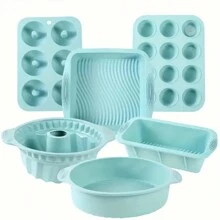 6pcs/Set Silicone Baking Tools Kit, Non-Stick Baking Trays, Cake, Bread, Muffin, Toast, Mousse Molds - Suitable For Christmas, Halloween, Easter, Kitchen Baking Tools