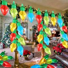 Bóng bay lá kim loại hình bóng đèn Giáng sinh, màu đỏ, xanh dương, vàng và xanh lá cây dùng để trang trí tiệc theo chủ đề Giáng sinh, Giáng sinh - Nhiều màu - Xem 2