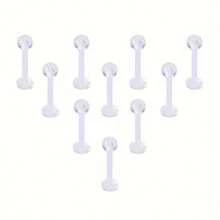 10-50pcs Clear Acrylic Lip Ring Piercing, Simple Style, Flexible Bar Body, 6/8/10/12mm, Uncoated, No Setting, Men's Body Piercing Jewelry, Ear Cartilage Tragus Helix Retainer Earrings - Lip Studs - View 4