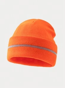 1 件装男士时尚纯色反光条纹针织帽，温暖实用，适合秋冬季日常穿着 - A - 查看 6