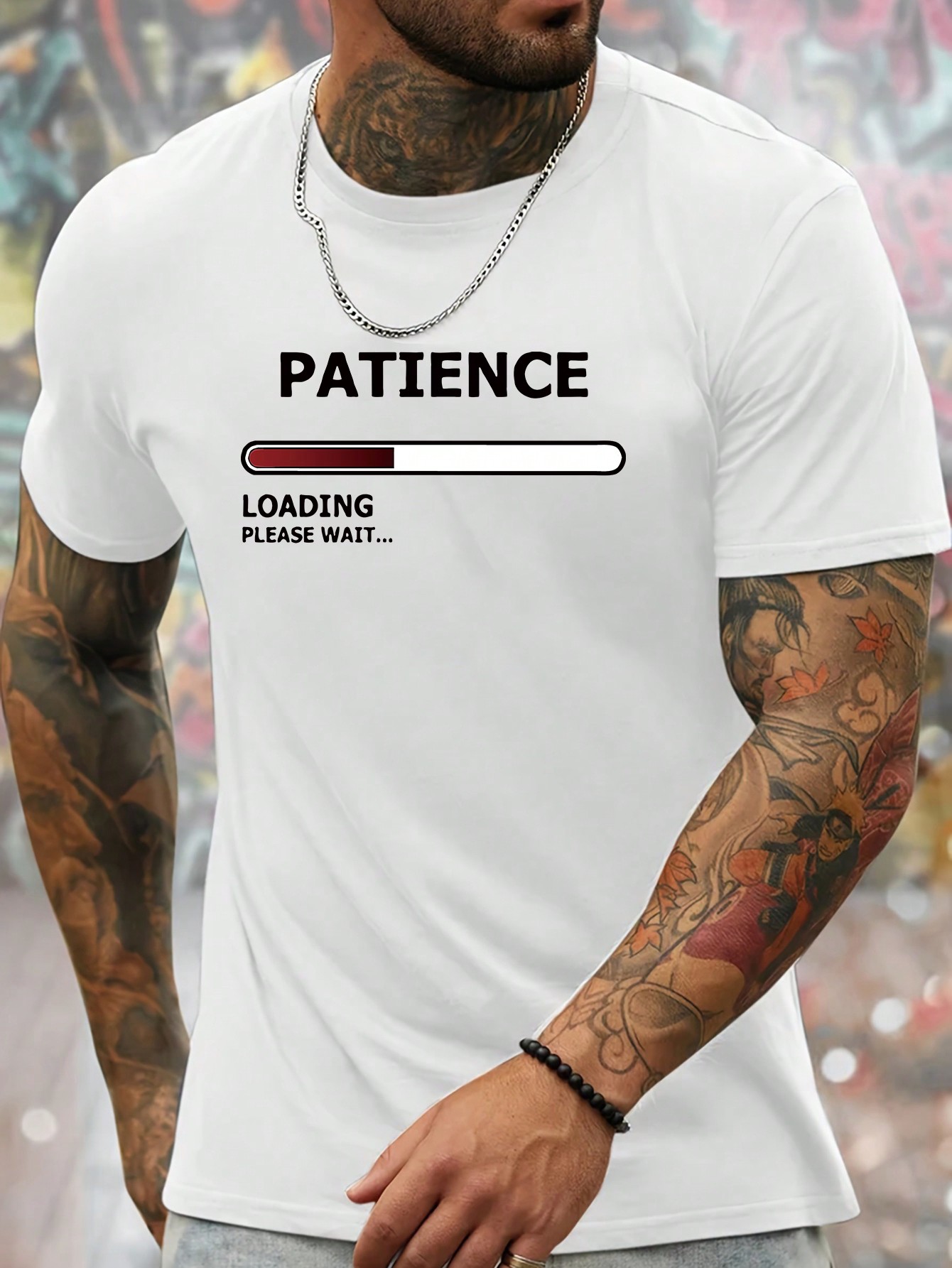 Men's Letter Print Round Neck Short Sleeve T-Shirt, Summer