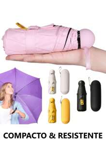 Mini Umbrella Parasol Bag Portable Compact Lightweight Small WITH CASE - trái cam - Xem 1