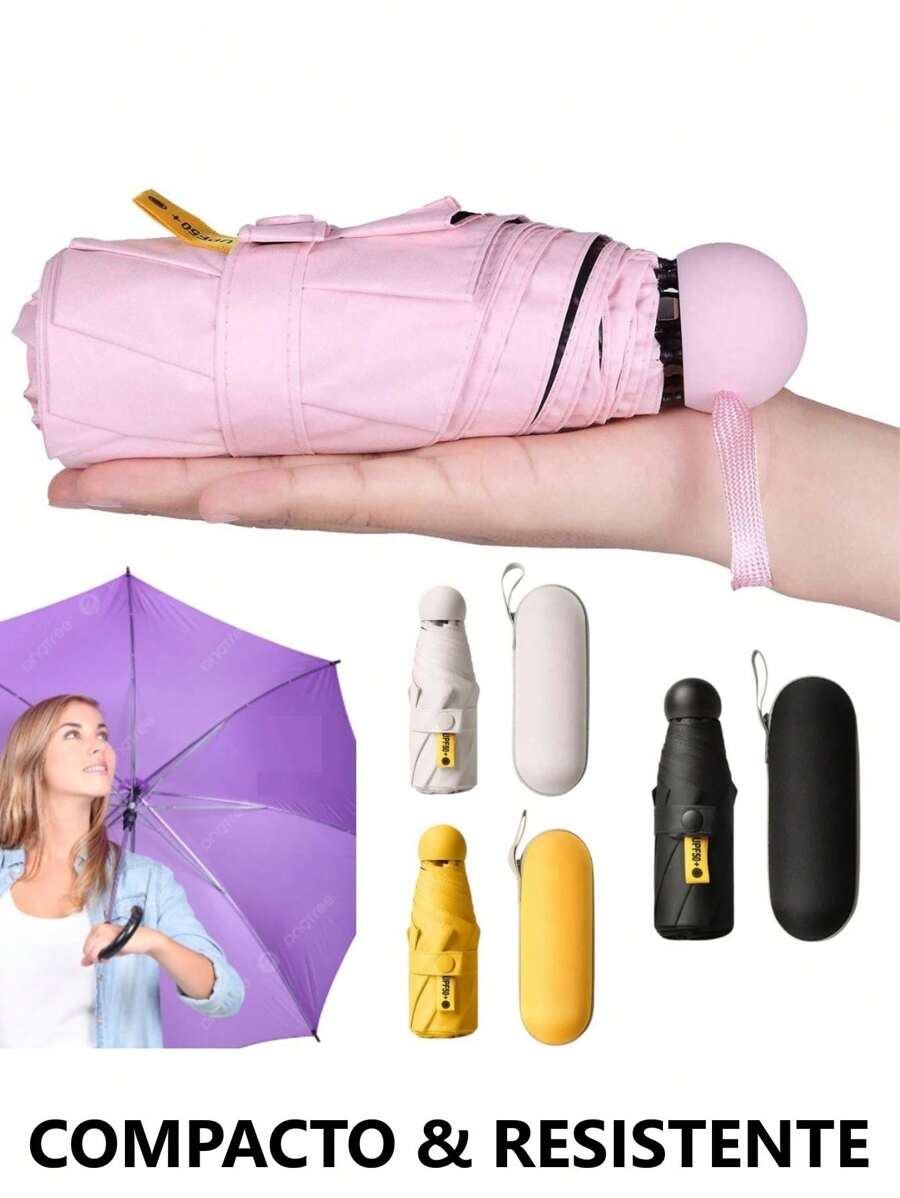 Mini Umbrella Parasol Bag Portable Compact Lightweight Small WITH CASE - trái cam - Xem 1