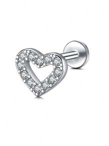 CIZME 1pc Silver Cubic Zirconia Ear Cuff, Lip Ring, Earring, Ear Cartilage/Helix/Tragus/Conch Piercing Jewelry, Stainless Steel Ear Cartilage Helix Earring (For Women), 16G 20G Ear Cartilage Earring, Flat Ear Cartilage Helix Conch Piercing Jewelry (For Women), 16G 20G Ear Helix Earring (For Women), Flat Ear Cartilage Earring (Stainless Steel), Flat Earring Stud, Lip Stud, Ear Cartilage Helix Conch Piercing Jewelry - Silver - View 15