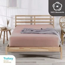 Nordqueen Fitted Sheet, 100% Cotton, Fitted Sheet, Jersey Sheet, Suitable For Mattresses Up To 25 Cm High, Made In Turkey. - 淺粉色 - 查看 1