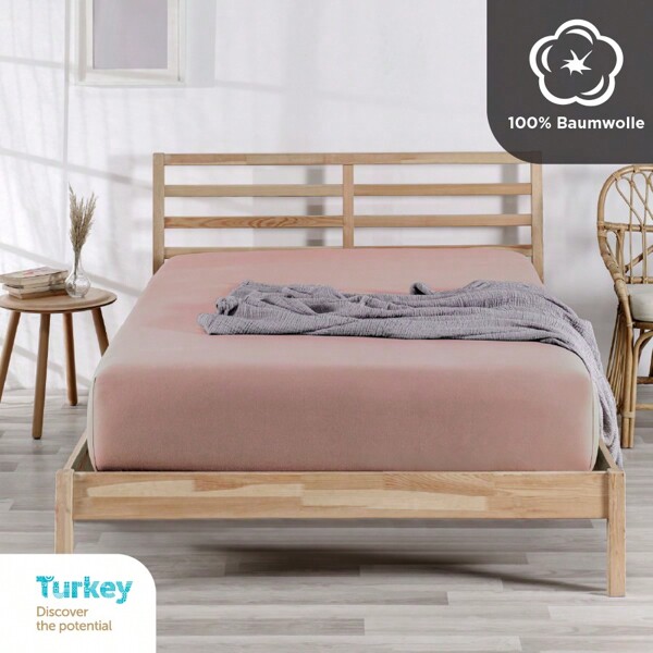  Nordqueen Spannbettlaken, 100% Baumwolle, Spannbettlaken, Jersey-Laken, geeignet für Matratzen mit einer Höhe von bis zu 25 cm, Hergestellt in der Türkei.