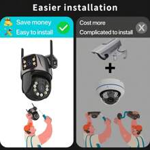 Nueva marca 4K 8MP Cámara WiFi, Cámara de a prueba de agua IP66 para exteriores, Cámara IP, Compatible con protocolo de red ONVIF, Compatible con monitoreo de audio y video P2P, Adecuada para la aplicación ICsee, Aplicable para la entrada del hogar, almacén, supermercado y otros escenarios de monitoreo de - Negro - Ver 9