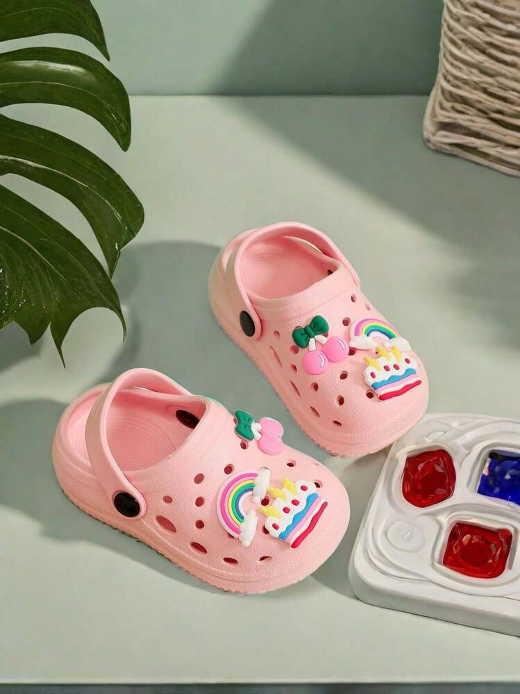 Breathable Clogs With Cute Cartoon Charms For Girls, Quick Drying Lightweight Anti Slip Clogs For Indoor Outdoor Shower Beach Pool, All Seasons - Pink - View 5