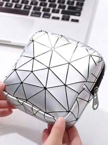 女孩卫生棉条收纳袋女士化妆包零钱包化妆包卫生棉条收纳袋整理袋 - 銀色 - 查看 2