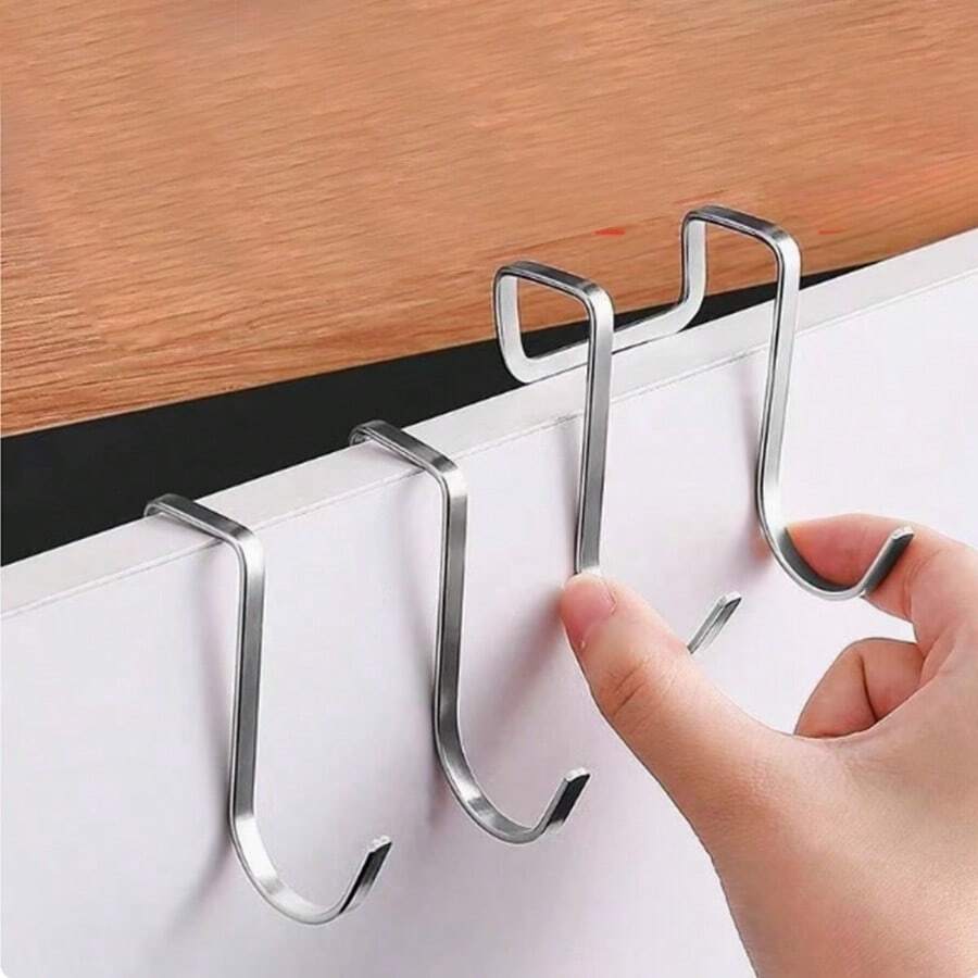 Móc treo đồ hình chữ S đôi bằng thép không gỉ - Không cần khoan, chống gỉ cho tủ bếp và phòng tắm - Móc treo đồ đa năng cho cửa - Nhiều màu - Xem 1