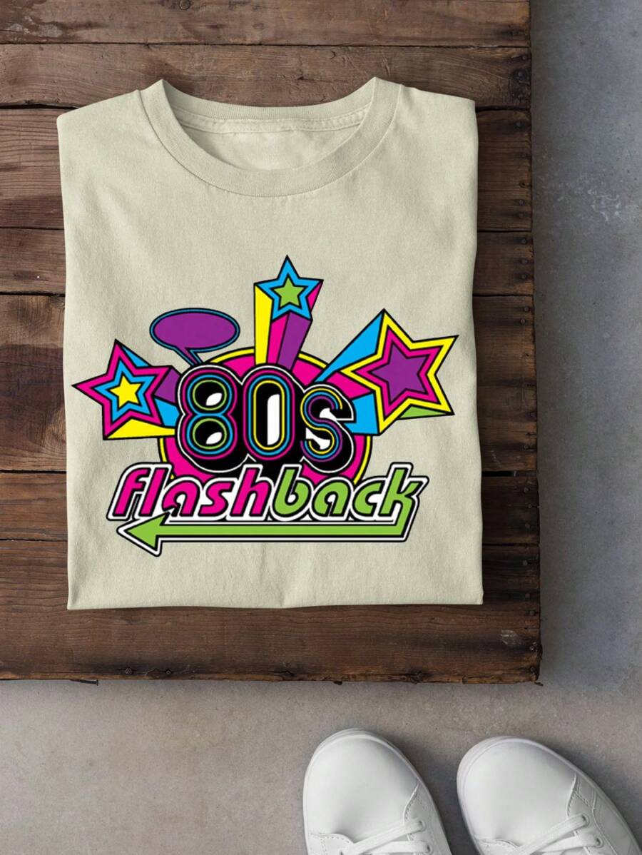 Retro Flash Back 80s T-Shirt Unisex 80's Nostalgia Shirt - 奶油色 - 查看 1
