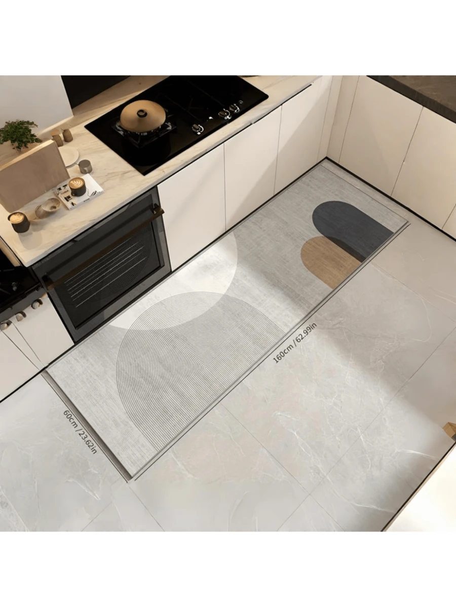 现代斯堪的纳维亚风格走廊地毯 - 防滑、可洗、防水水晶天鹅绒地毯适用于卧室、厨房、入口 - 可机洗纯色和图案矩形垫