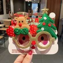 Kit 02 Decorative Glasses Christmas Reindeer Santa Claus Tree Cute With Glitter - 彩色 - 查看 6