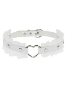 1pc Punk Gothic Rivet Choker Necklace, Sexy Black & White Collar Necklace, Adequado para o dia a dia feminino, roupa de festa, festa de Natal, aniversário criativo, presente de dia dos namorados, mãe, mãe, dia das mães, presente