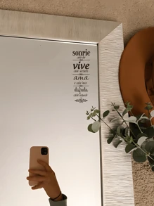 1pc Spanish Wall Stickers PVC Waterproof Decal Stickers Self-Adhesive Paper Wall Sticker,Simple Letter Graphic Removable Wall Decal For Home Decoration Living Room - Multicolor - View 5