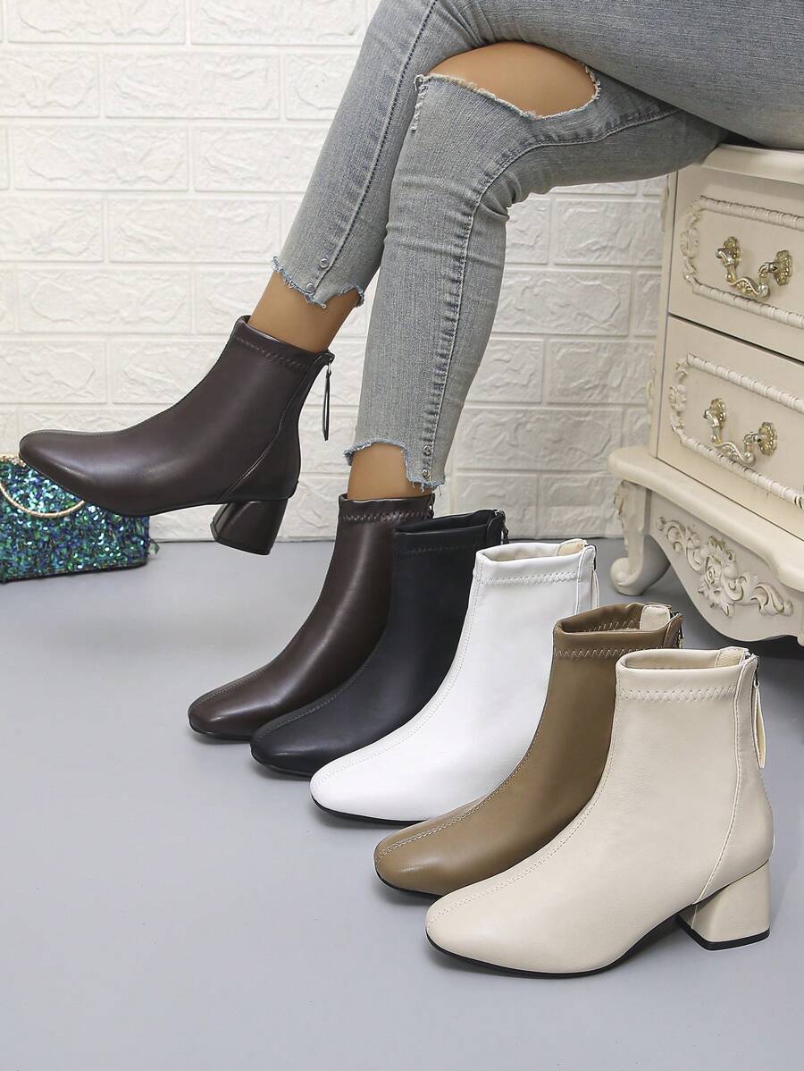 2024 Outono/Inverno Novas Botas Femininas Salto Alto Biqueira Quadrada Elevação Botas Elásticas Sensuais da Moda para Passeios, Namoro, Faculdade, Elegante