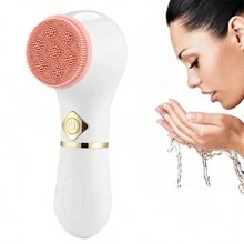 Bàn chải rửa mặt có thể sạc lại, Bàn chải rửa mặt bằng điện, Bàn chải mặt xoay để làm sạch sâu, Tẩy tế bào chết nhẹ nhàng và massage, 3 đầu bàn chải, Có thể sạc lại - trắng - Xem 2