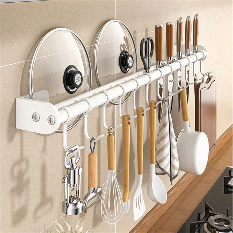 Kitchen Wall Mount Organizer Rack, Drill-Free Hanging Holder For Spoons ...