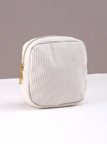 1/2 piezas Bolsa de maquillaje cuadrada de pana, para mujer y hombre, bolsa de aseo plana, organizador de maquillaje, bolsa de cosméticos de viaje