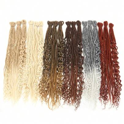 24 英寸波西米亚风辫子接发双头 3 合 1 混合手工辫子套装合成卷发末端嬉皮士风格波西米亚风波浪辫子 15 股