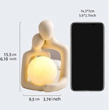 抽象情侣雕像烛台，北欧抽象人物艺术情侣摆件夜灯拥抱情侣雕塑树脂爱情雕像现代家居办公室装饰床头柜和梳妆台，架子装饰美观，理想的礼物 - 彩色 - 查看 10